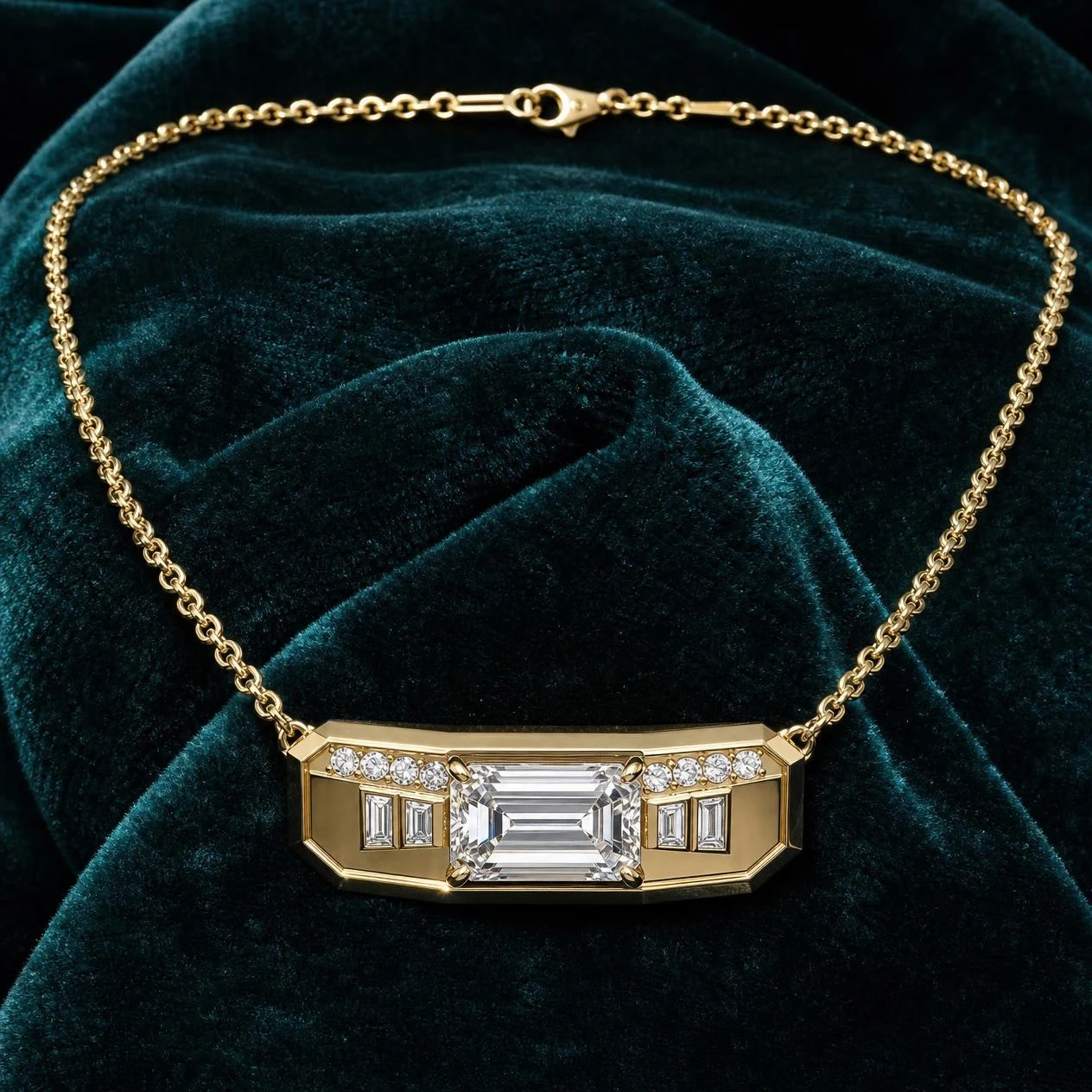 Mimosa Incantata, 14K yellow gold lab-grown diamond necklace