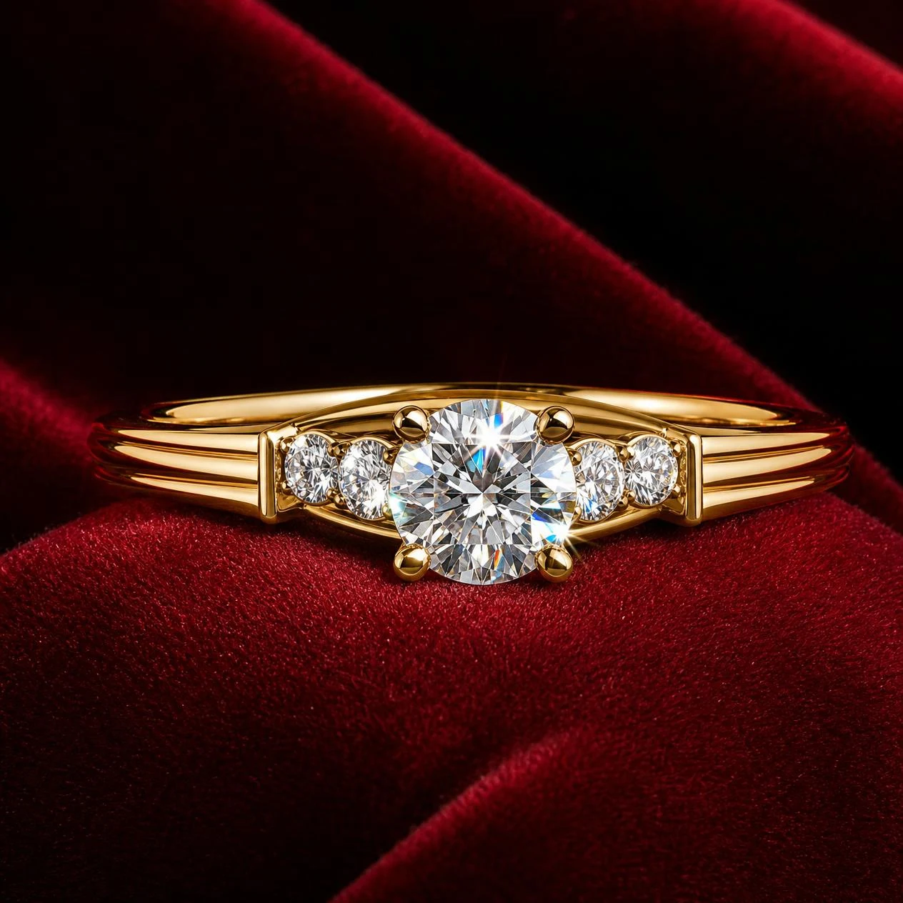 Brina Eletta, 0.72 ct tw round lab grown diamond ring in 14K yellow gold (front view)