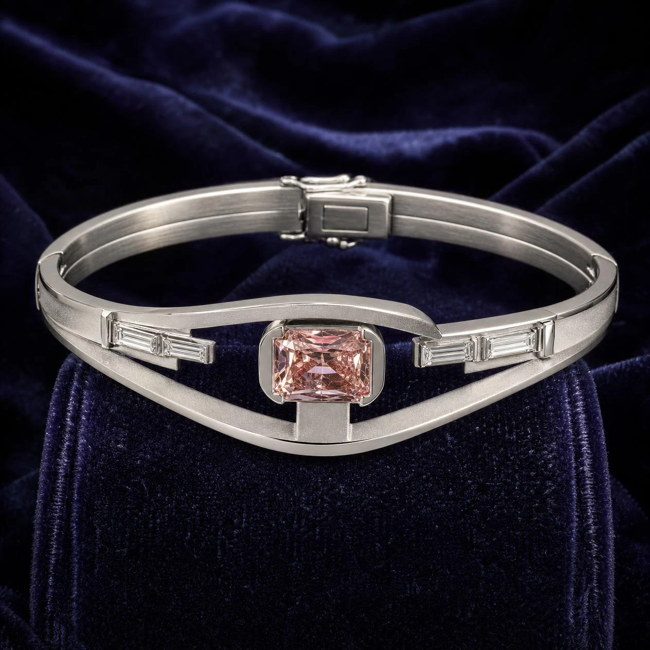 Viola Lucente, 0.88 ct tw radiant lab grown diamond bracelet in 14K white gold (front view)
