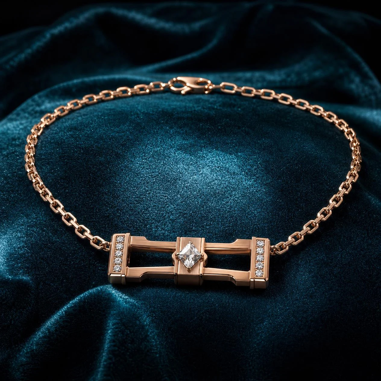 Senatore dell'Alba, 1.11 ct tw kite lab grown diamond men’s necklace in rose gold (front view)
