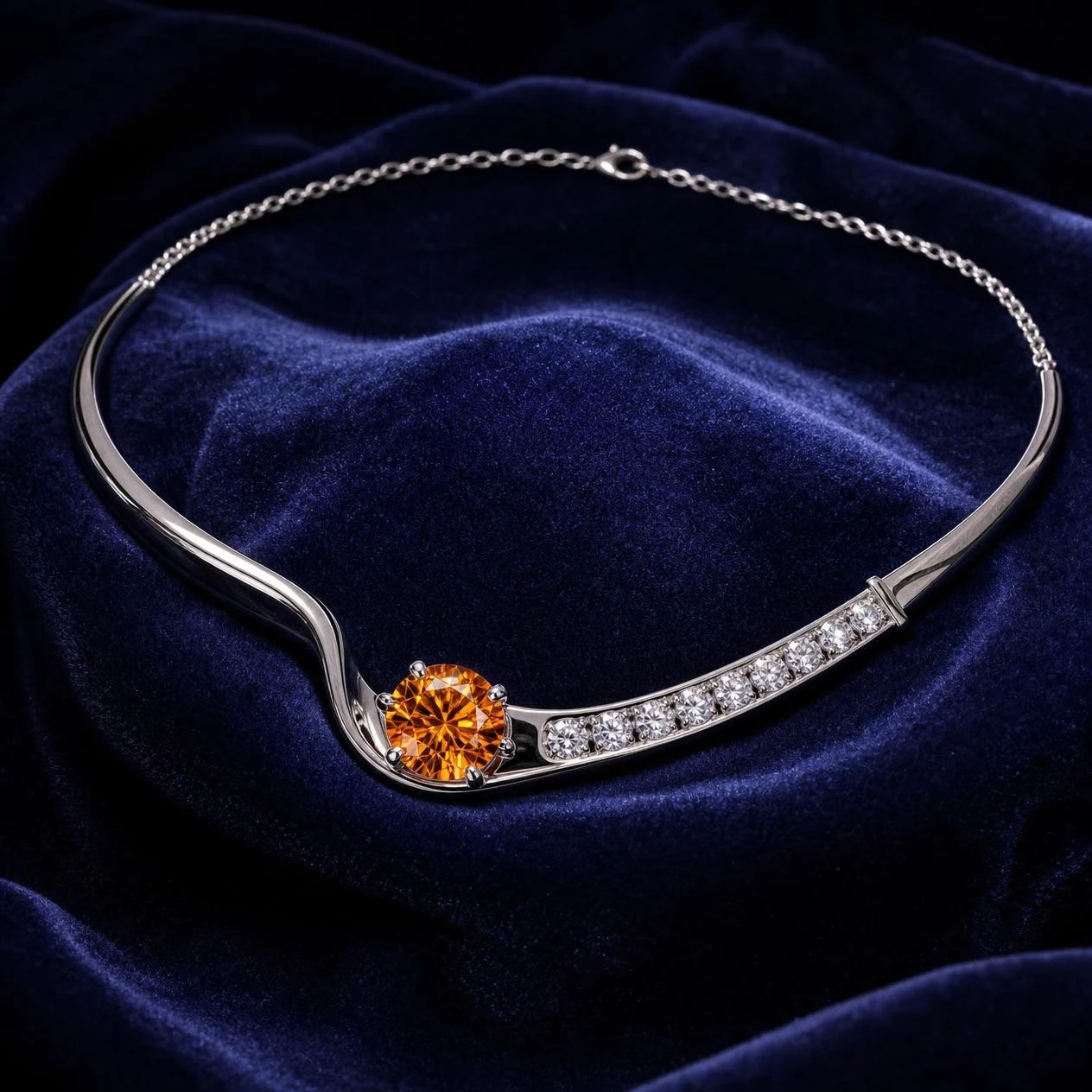 Rumbo Vivo, 2.33 ct tw round lab grown diamond necklace in 14K white gold (front view)