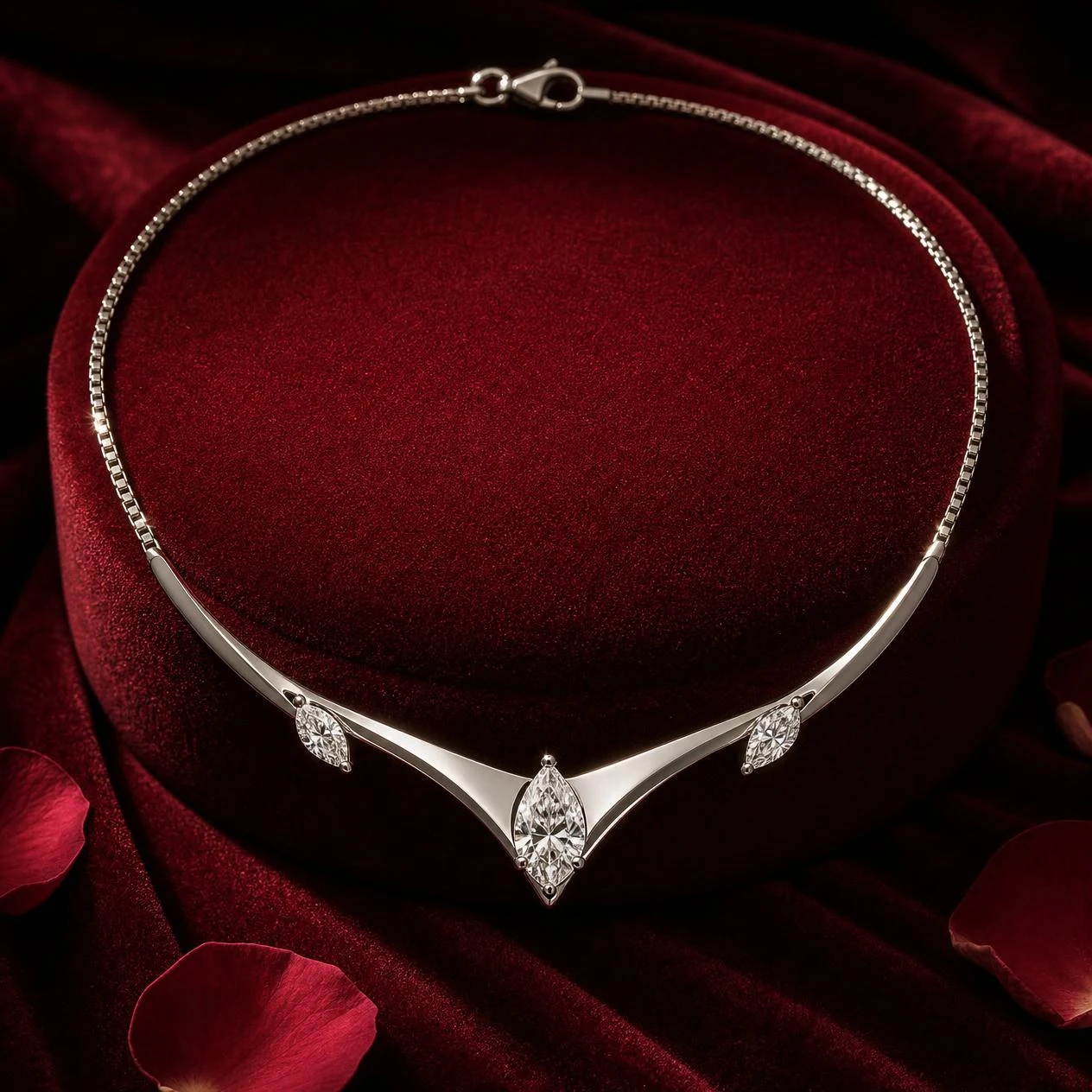 Isola Sereine, 1.36 ct tw pear lab grown diamond necklace in 14K white gold (front view)