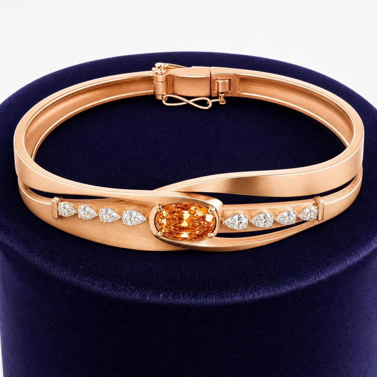 Ciel Preziosa, 1.42 ct tw oval lab grown diamond bracelet in rose gold (front view)
