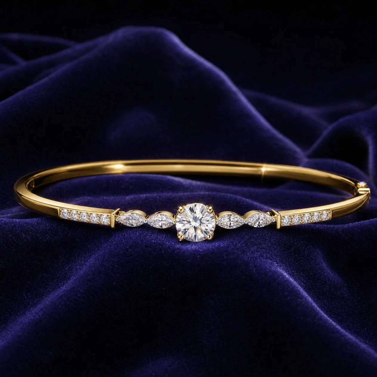Celeste Sereine, 1.29 ct tw round lab grown diamond bracelet in 14K yellow gold (front view)