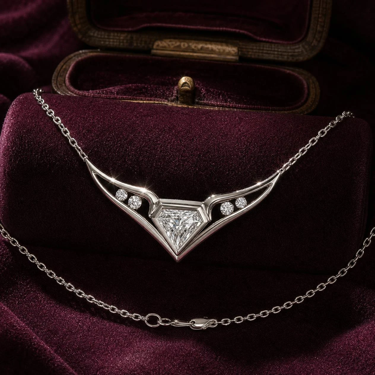 Camelia Serena, 1.27 ct tw kite lab grown diamond necklace in 14K white gold (front view)