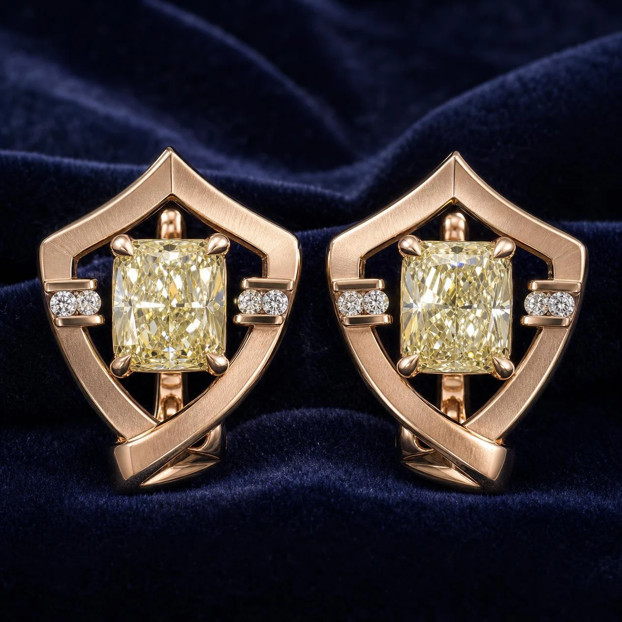 Gemma del Mare, 2.04 ct tw radiant lab grown diamond earrings in rose gold (front view)