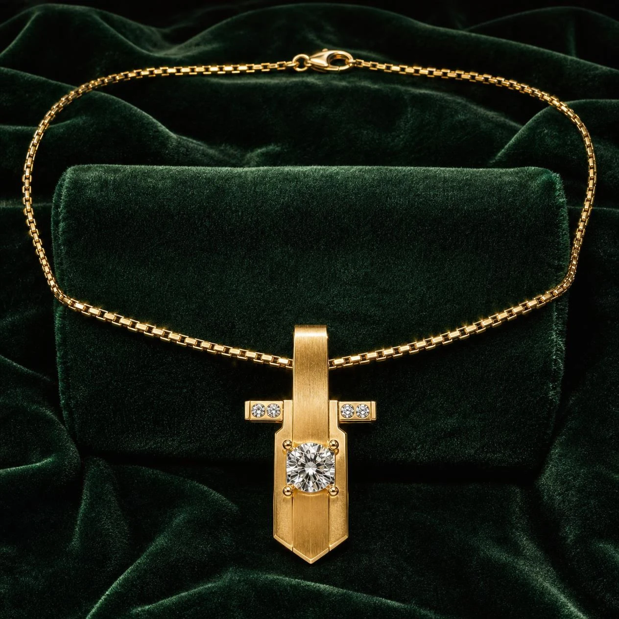 Barone Saldo, 0.98 ct tw round lab grown diamond men’s necklace in 14K yellow gold (front view)