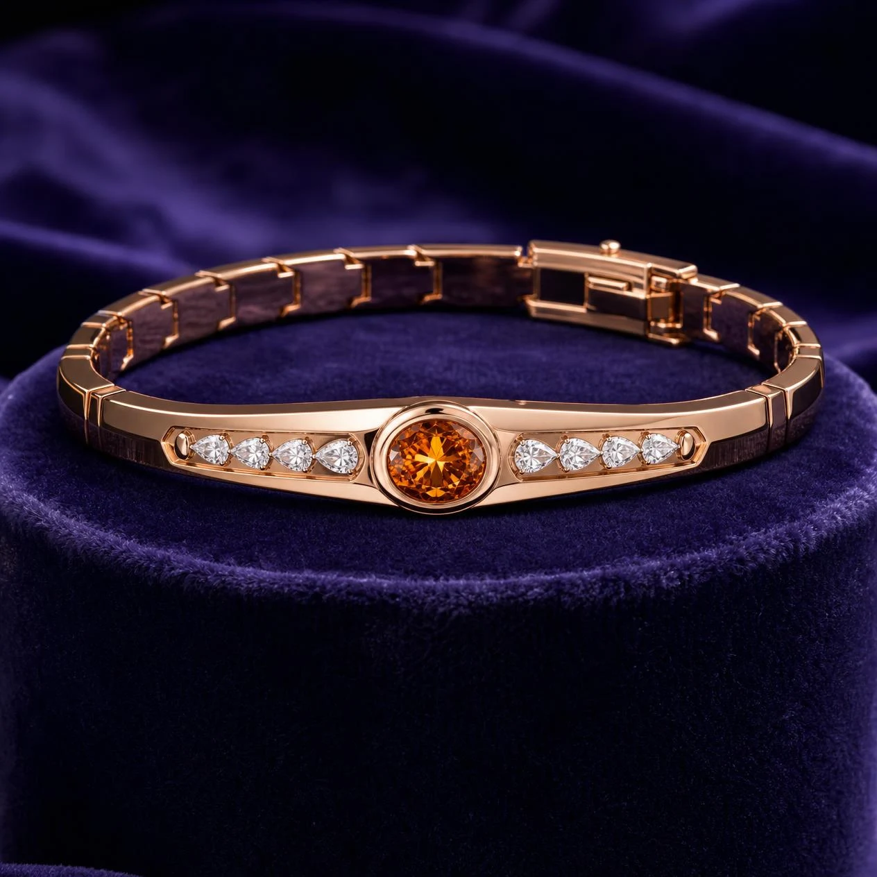 Cedro Nobile, 1.27 ct tw oval lab grown diamond men’s bracelet in rose gold (front view)