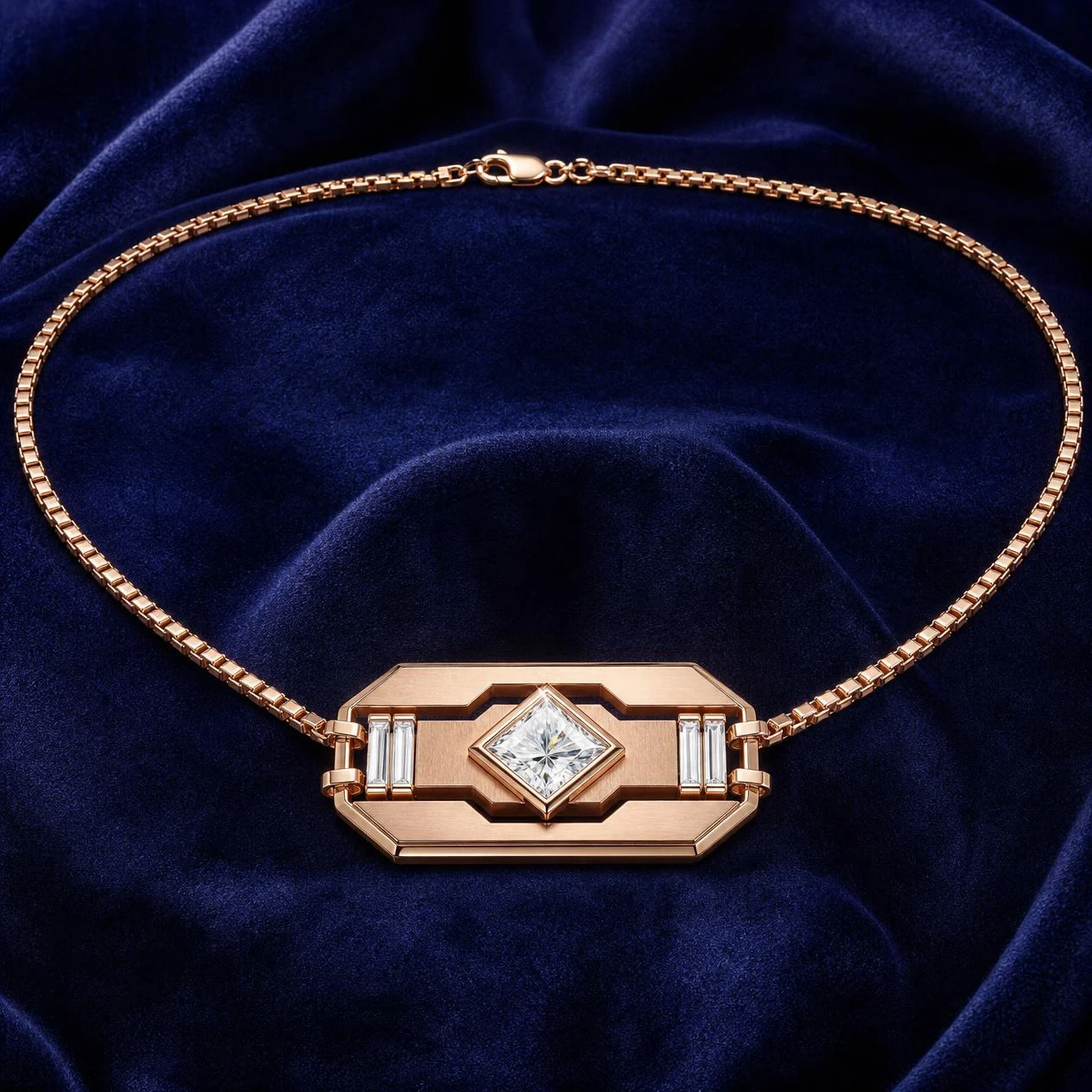 Pellegrino Supremo, 1.05 ct tw kite lab grown diamond men’s necklace in rose gold (front view)