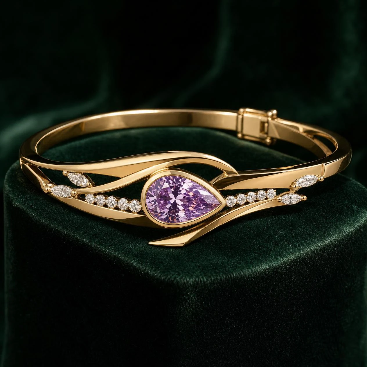 Clair Preziosa, 1.49 ct tw pear lab grown diamond bracelet in 14K yellow gold (front view)