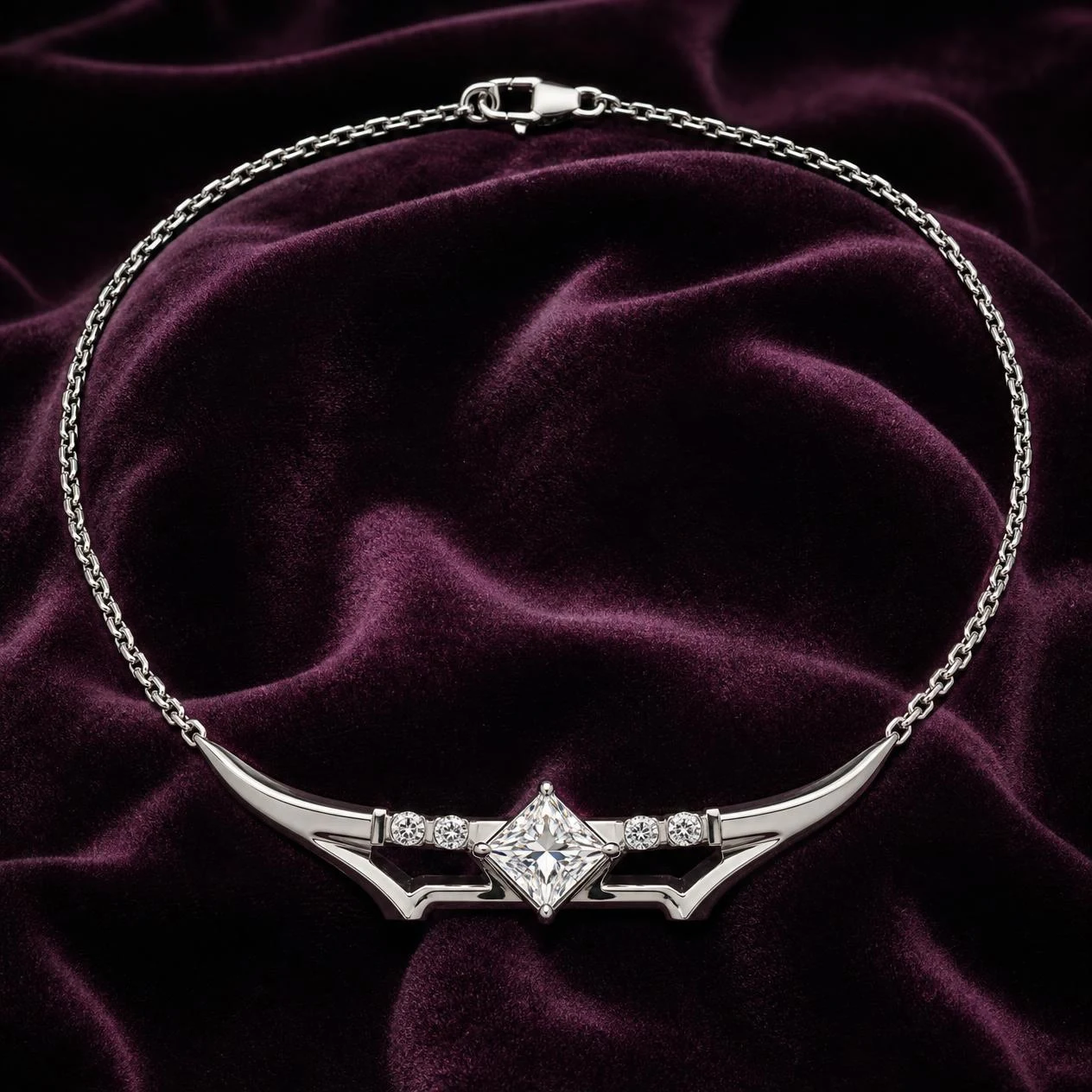 Tribuno d'Occidente, 1.07 ct tw kite lab grown diamond men’s necklace in 14K white gold (front view)