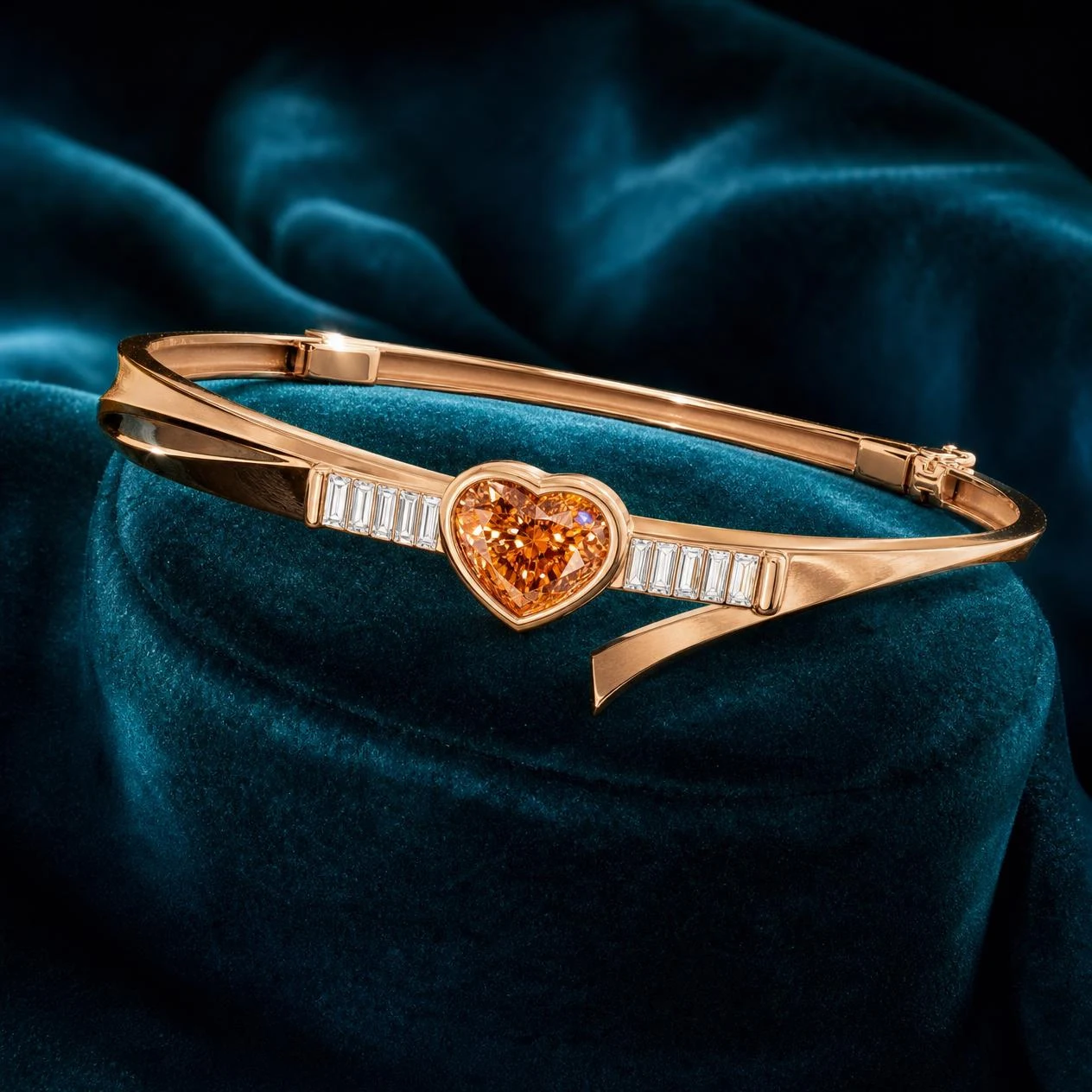 Flamme di Rugiada, 1.54 ct tw heart lab grown diamond bracelet in rose gold (front view)