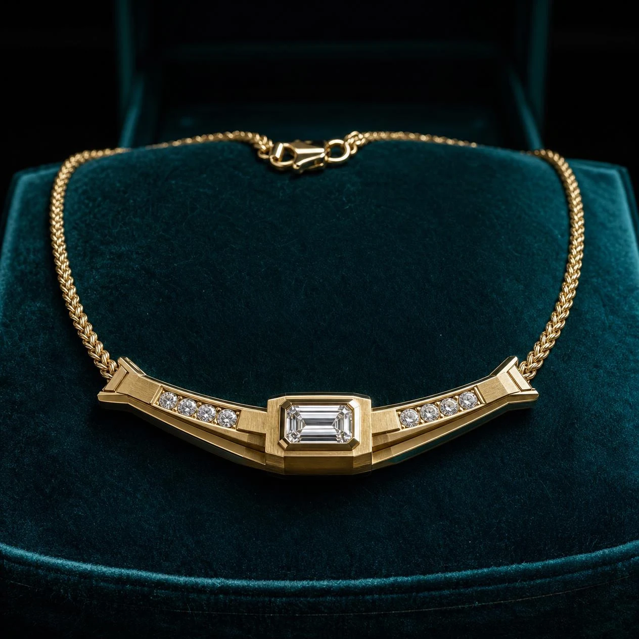 Cedro d'Ebano, 1.39 ct tw emerald lab grown diamond men’s necklace in 14K yellow gold (front view)
