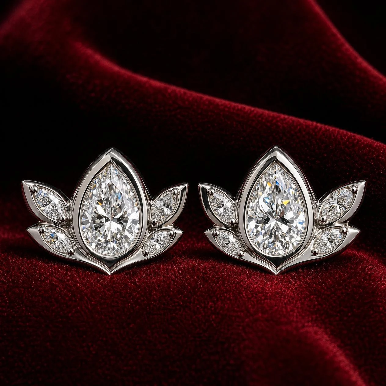 Sorgente Danzante, 2.96 ct tw pear lab grown diamond earrings in 14K white gold (front view)