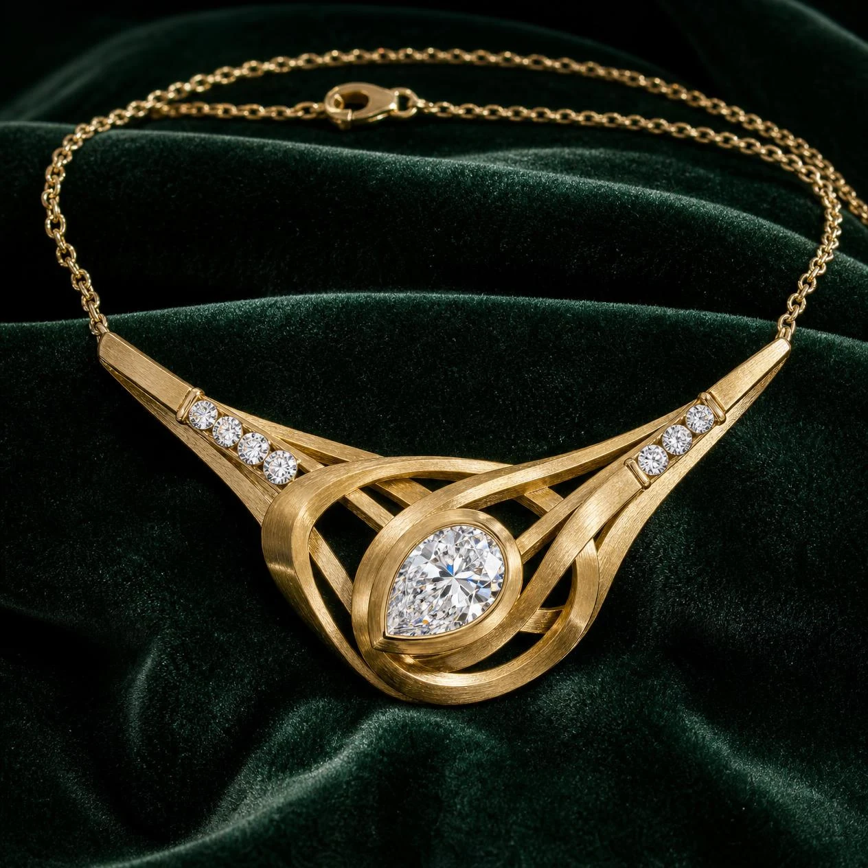 Ciel Brillante, 1.37 ct tw pear lab grown diamond necklace in 14K yellow gold (front view)