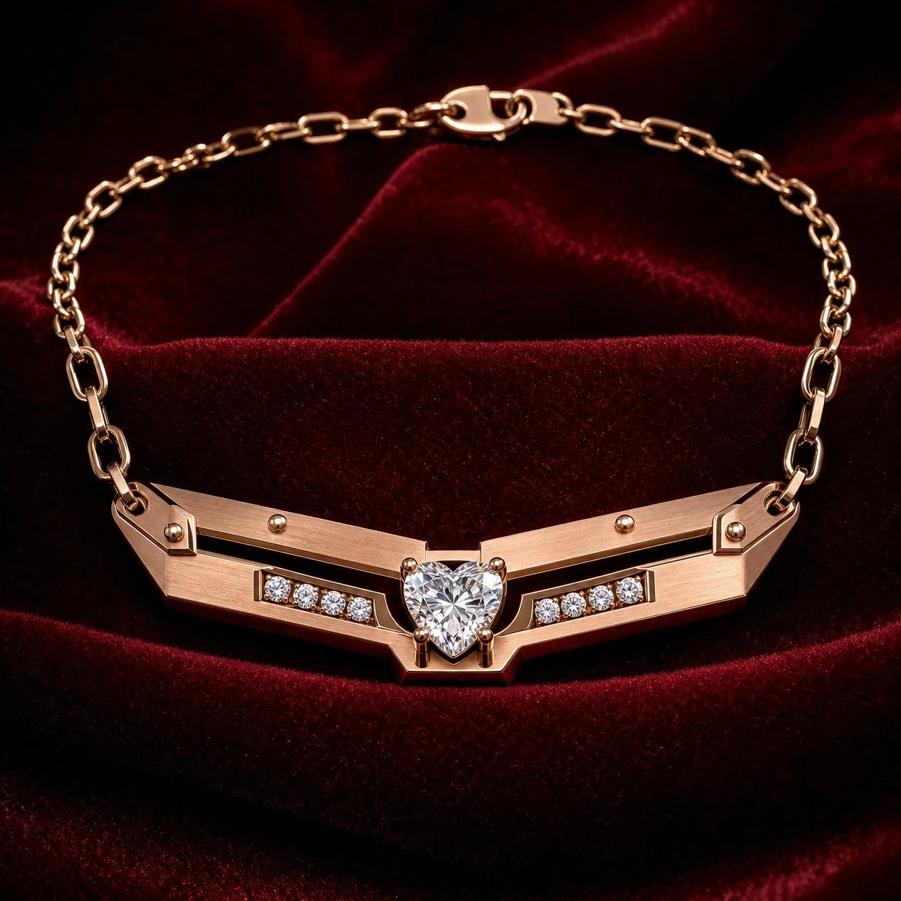 Ferro d'Ebano, 1.21 ct tw heart lab grown diamond men’s necklace in rose gold (front view)