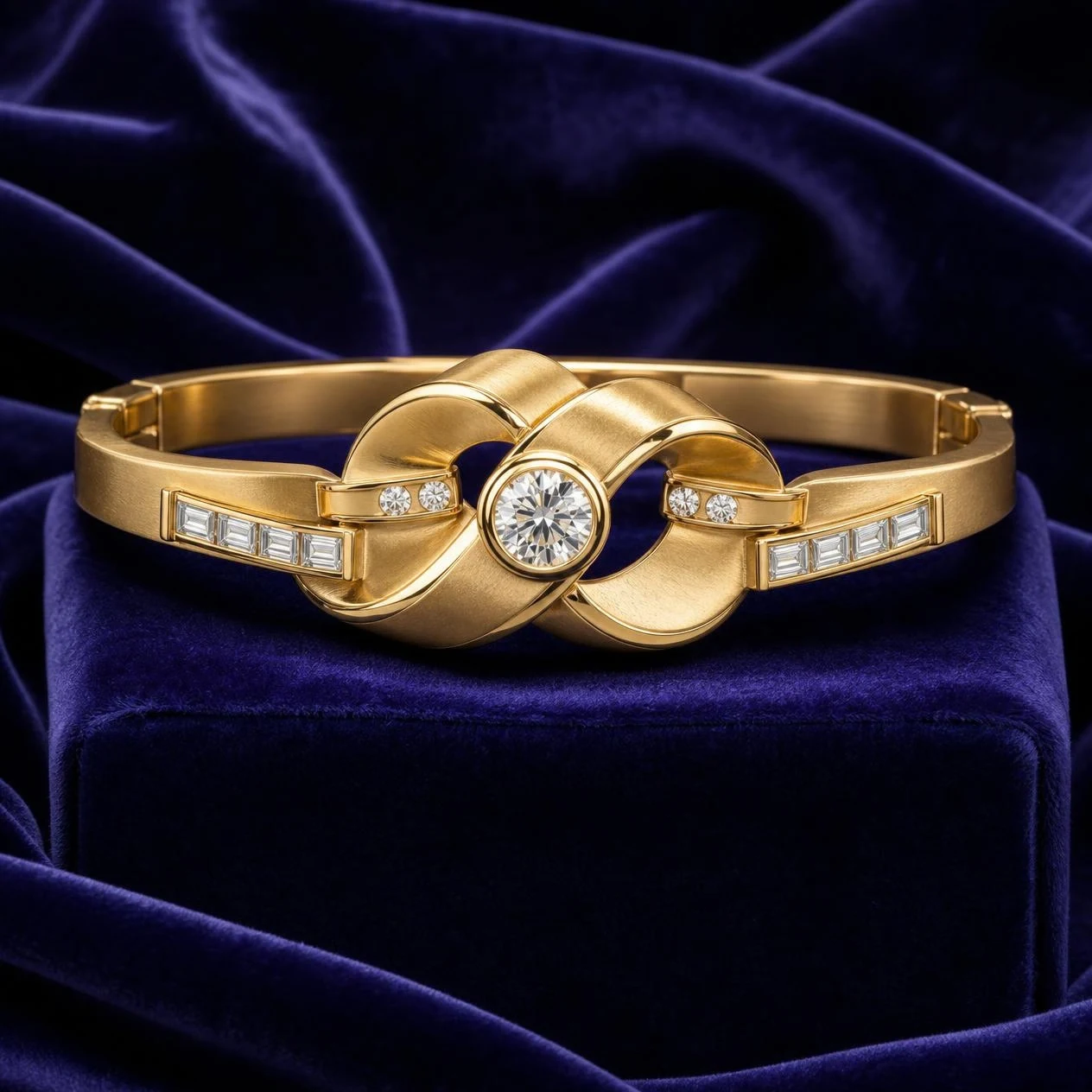 Favola Segreta, 1.23 ct tw round lab grown diamond bracelet in 18K yellow gold (front view)