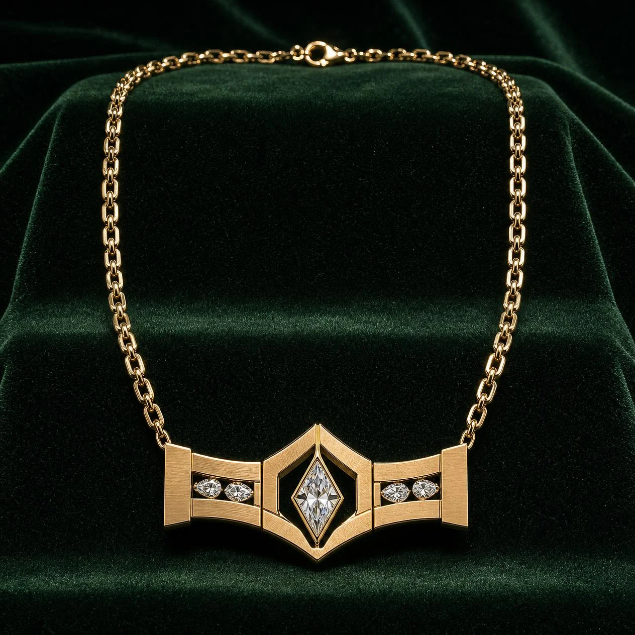 Scoglio di Roma, 1.28 ct tw kite lab grown diamond men’s necklace in 14K yellow gold (front view)