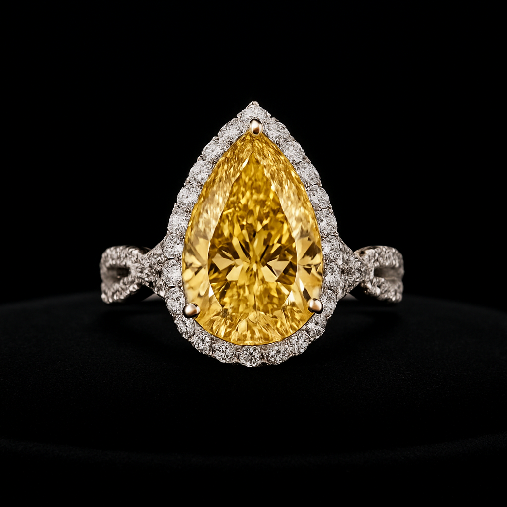 Goutte de Lumière — 2N Master-Artisan recreation, shown in clear diamond and fancy colour