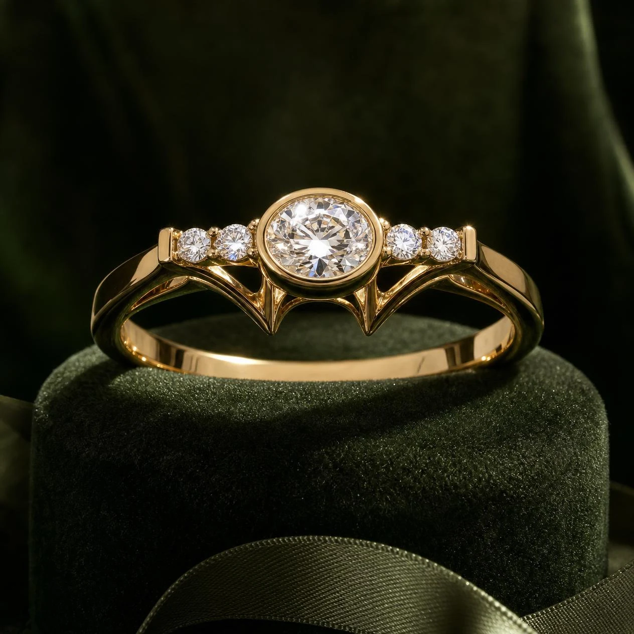 Nebbia di Perla, 0.58 ct tw oval lab grown diamond ring in 14K yellow gold (front view)