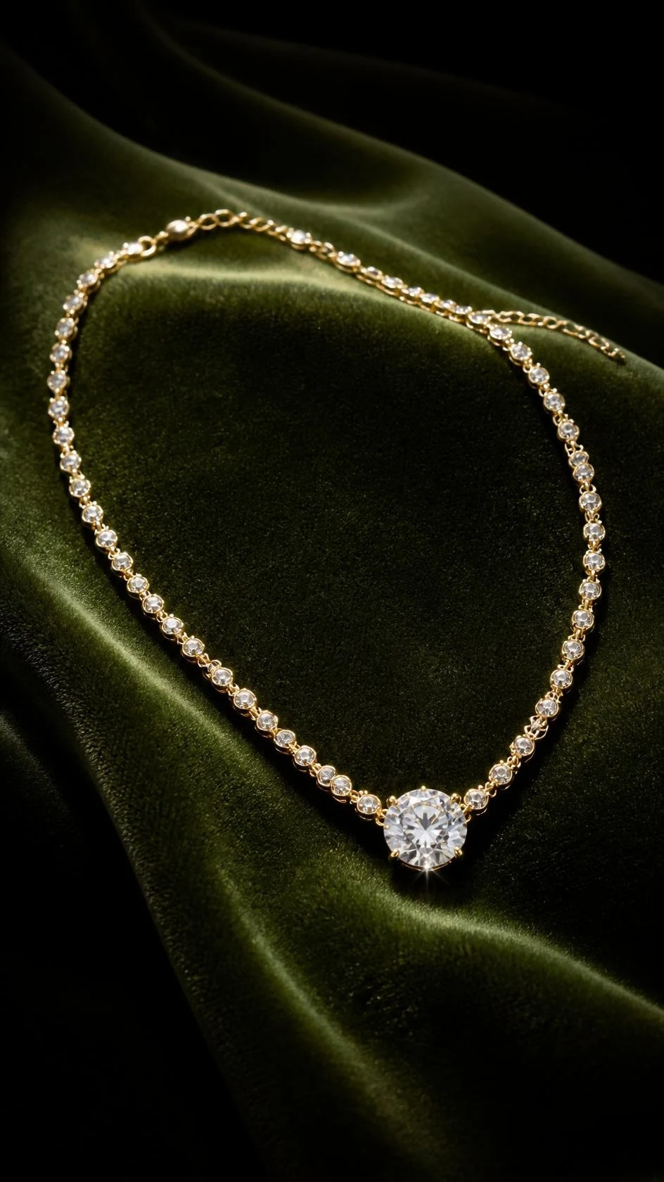 Étoile de Diamant, 1.46 ct round lab grown diamond necklace in 18K yellow gold (front view)