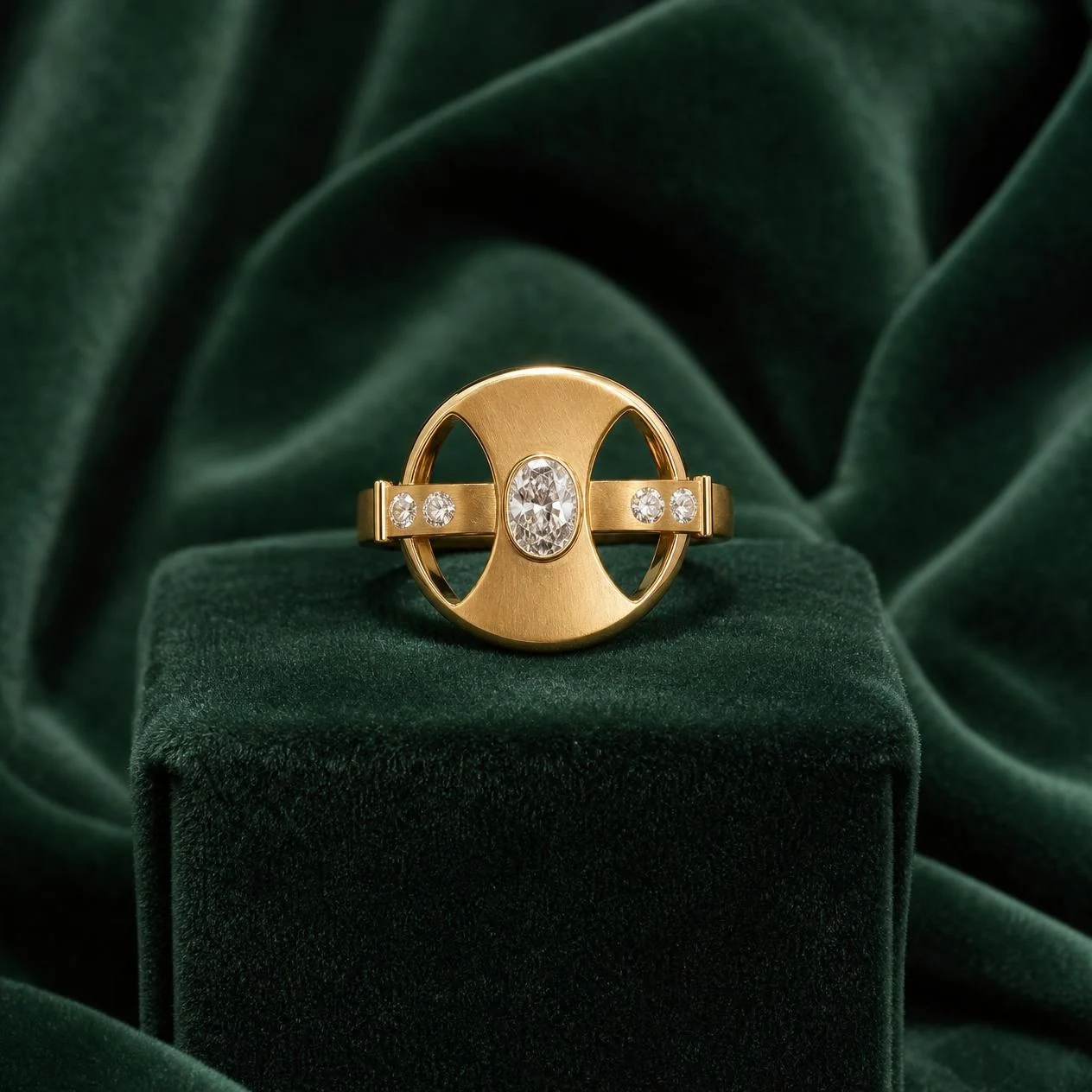 Fiamma Sottile, 0.83 ct tw oval lab grown diamond ring in 18K yellow gold (front view)