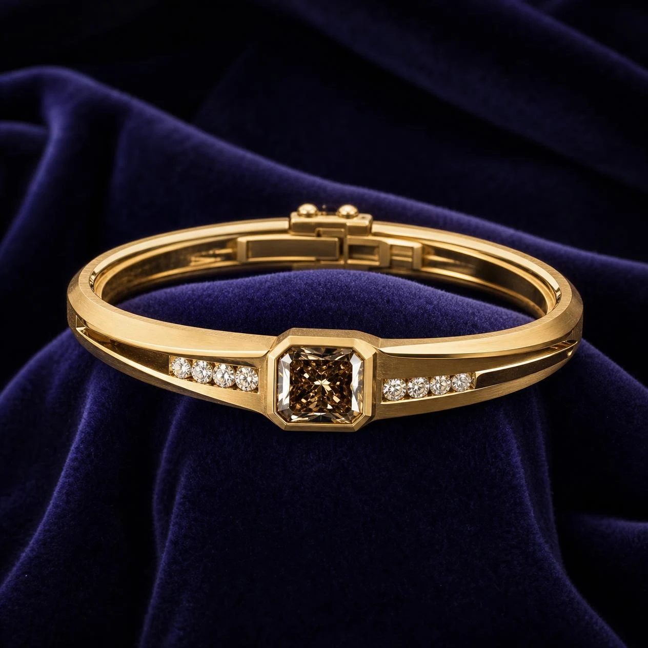 Legionario del Sud, 1.35 ct tw radiant lab grown diamond men’s bracelet in 14K yellow gold (front view)