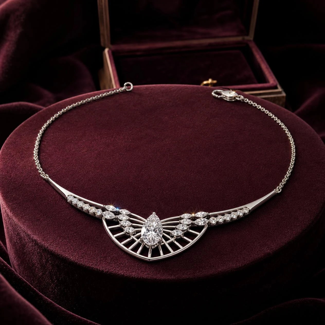 Rêve Soave, 2.44 ct tw pear lab grown diamond necklace in 14K white gold (front view)