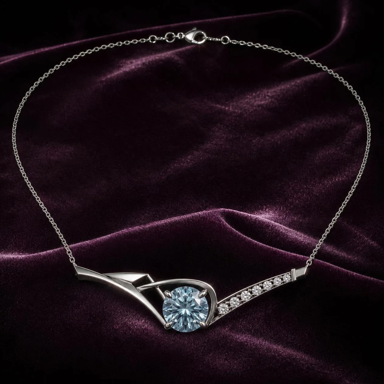Chispa de Piedra, 2.67 ct tw round lab grown diamond necklace in 14K white gold (front view)