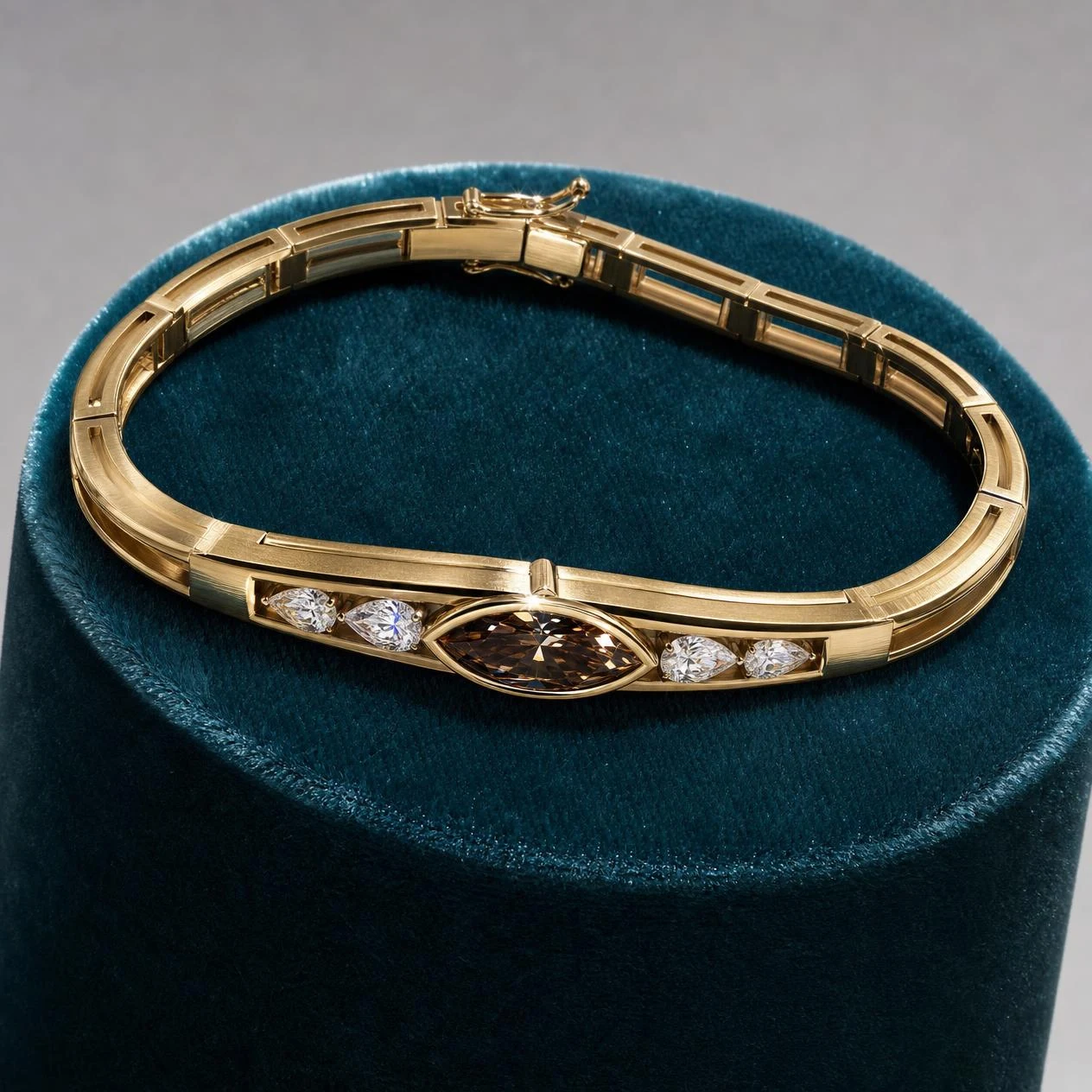 Selva d'Autunno, 1.02 ct tw marquise lab grown diamond bracelet in 14K yellow gold (front view)