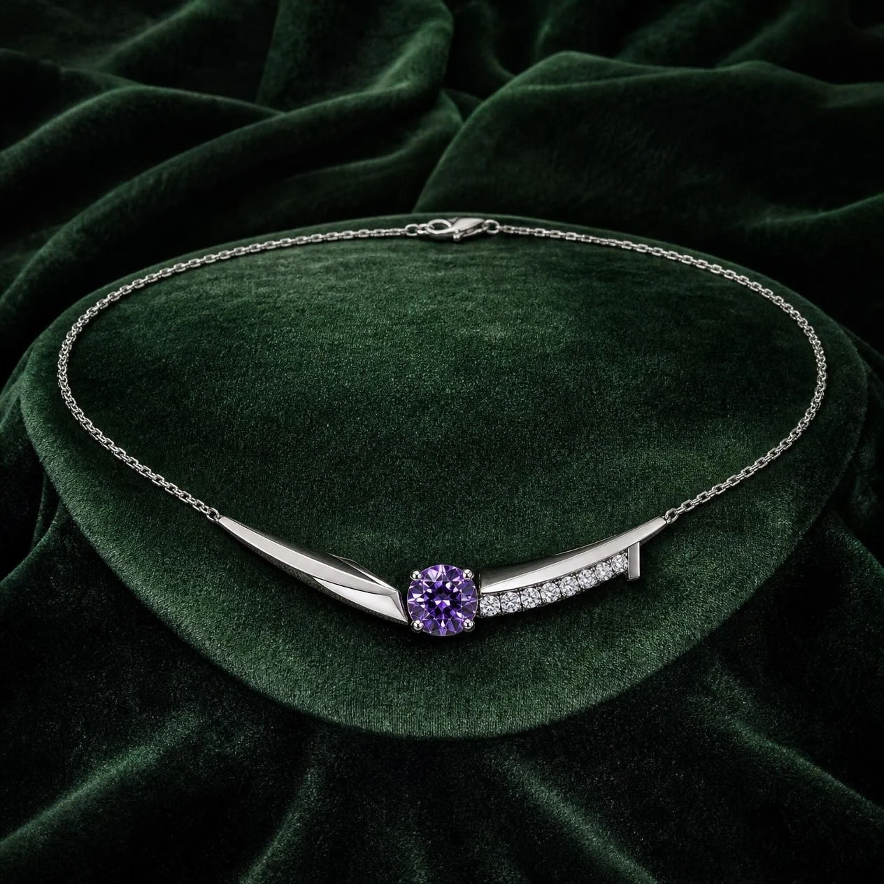 Cielo Claro, 1.81 ct tw round lab grown diamond necklace in 14K white gold (front view)
