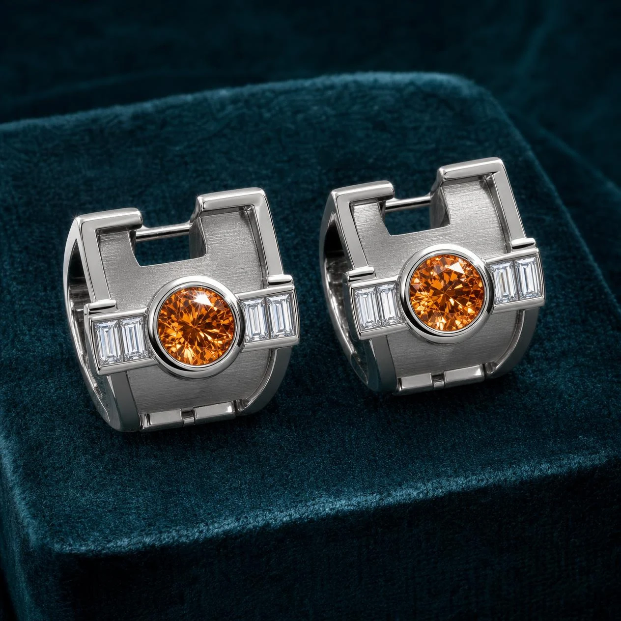 Duca dell'Alba, 2.02 ct tw round lab grown diamond men’s earrings in 14K white gold (front view)