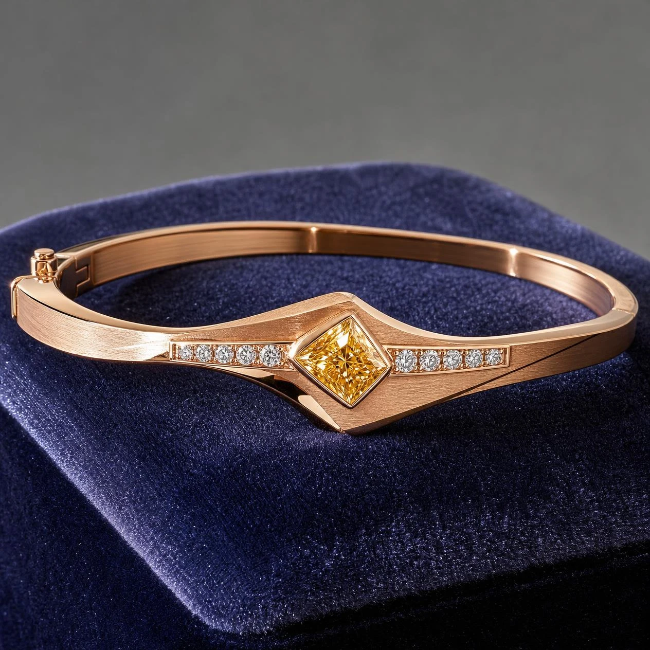 Plume Lucente, 1.24 ct tw kite lab grown diamond bracelet in rose gold (front view)