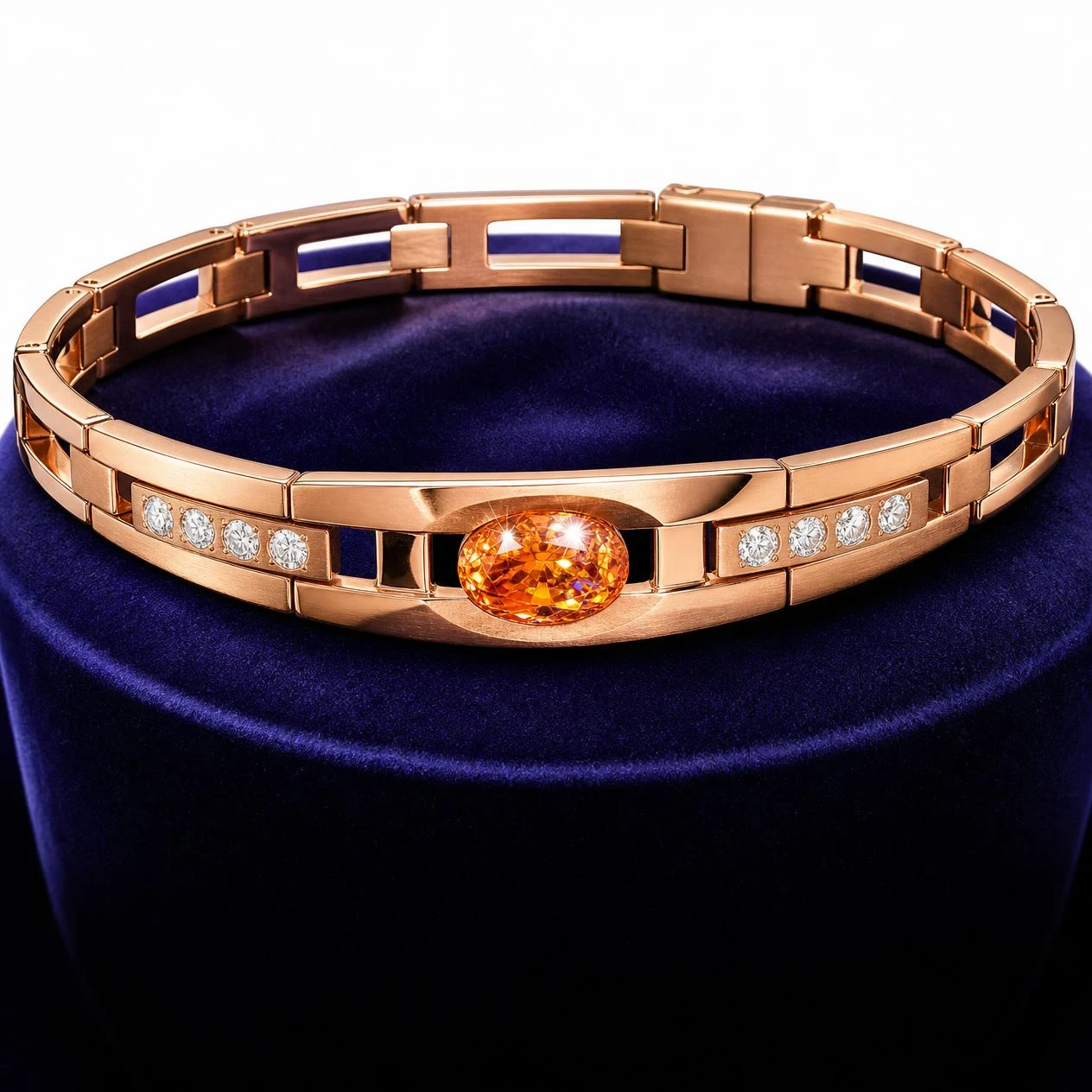 Legionario d'Ebano, 1.27 ct tw oval lab grown diamond men’s bracelet in rose gold (front view)