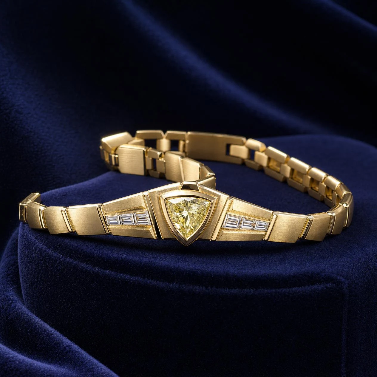 Titano di Firenze, 0.75 ct tw trillion lab grown diamond men’s bracelet in 14K yellow gold (front view)
