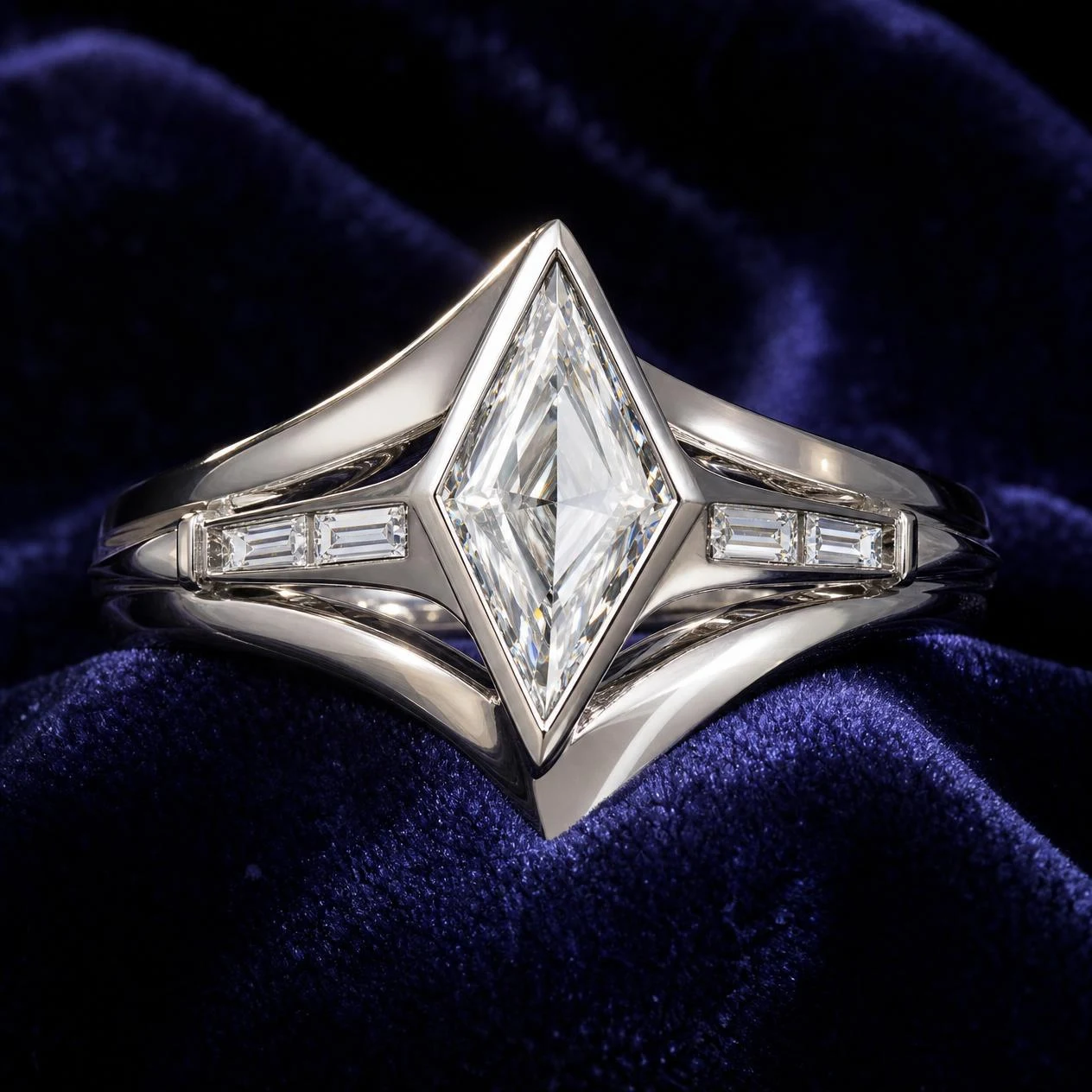 Pretoriano d'Oriente, 1.21 ct tw kite lab grown diamond men’s ring in 14K white gold (front view)