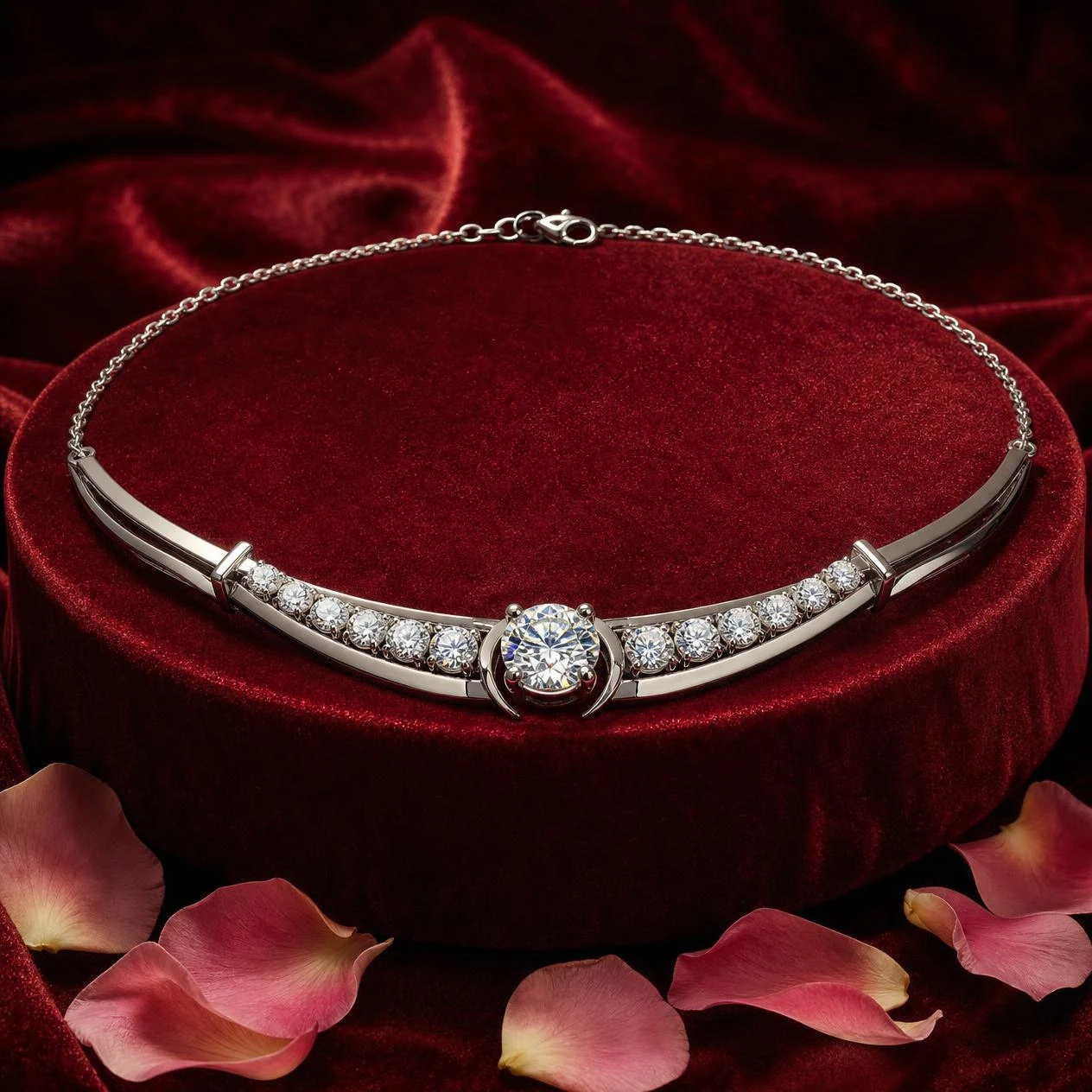 Celeste di Rugiada, 2.16 ct tw round lab grown diamond necklace in 14K white gold (front view)