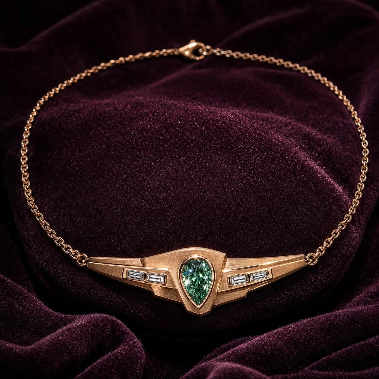 Ponente di Granito, 1.05 ct tw pear lab grown diamond men’s necklace in rose gold (front view)