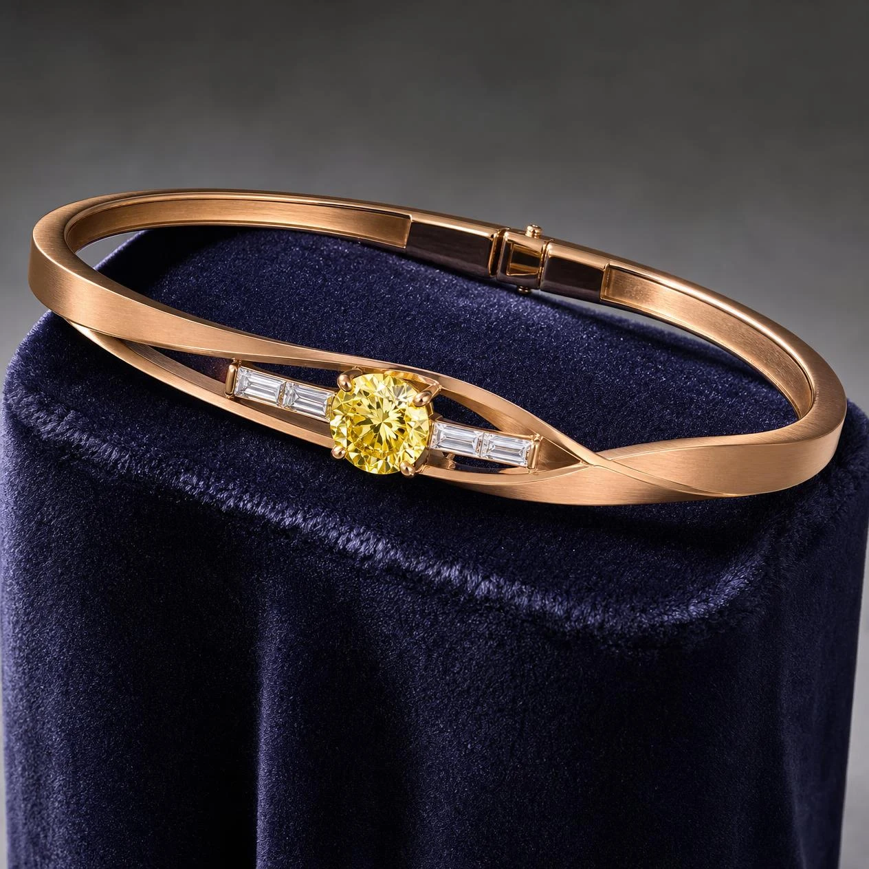 Vela Incantata, 1.15 ct tw round lab grown diamond bracelet in rose gold (front view)