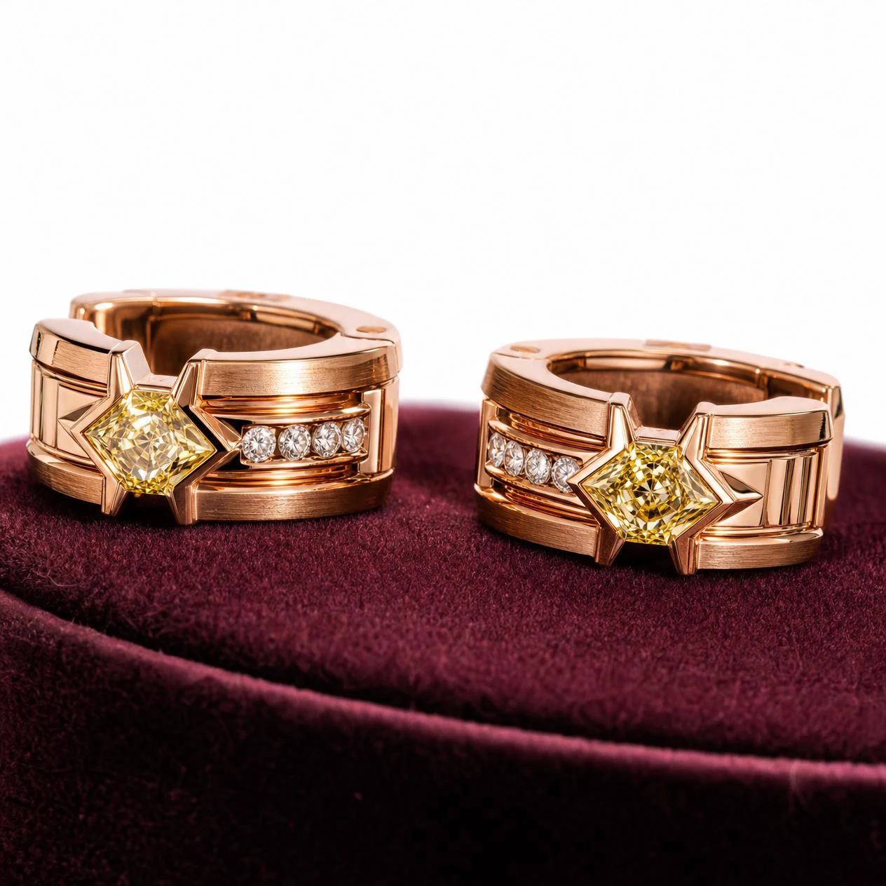 Pretoriano d'Occidente, 1.6 ct tw kite lab grown diamond men’s earrings in rose gold (front view)