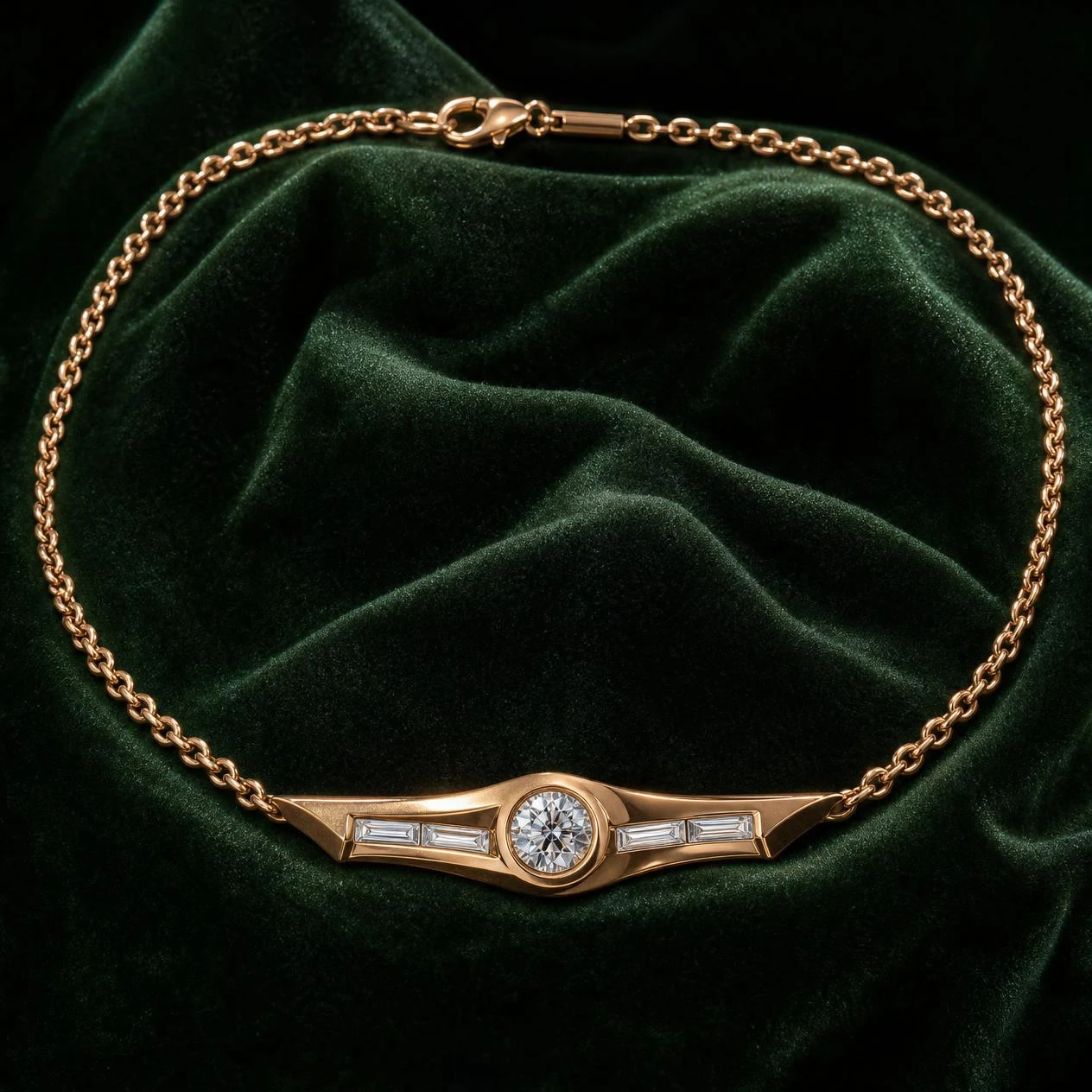 Lancia Tenace, 1.15 ct tw round lab grown diamond men’s necklace in rose gold (front view)