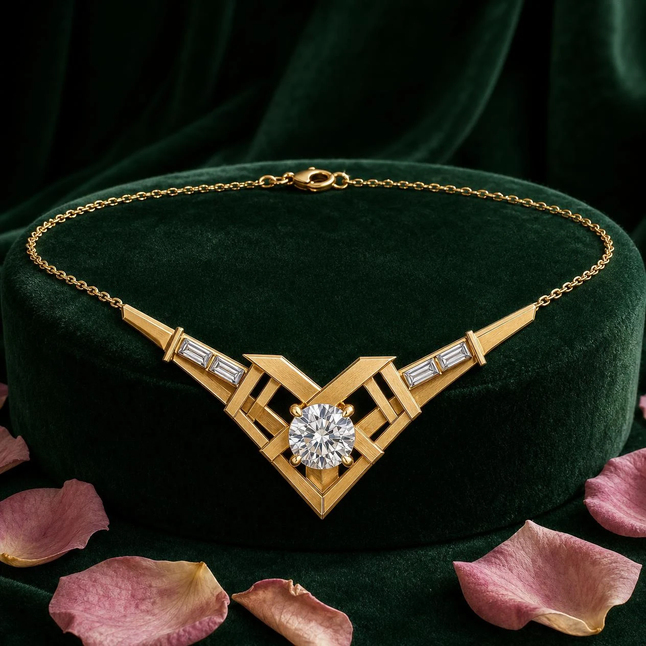 Armonia Profonda, 1.25 ct tw round lab grown diamond necklace in 14K yellow gold (front view)