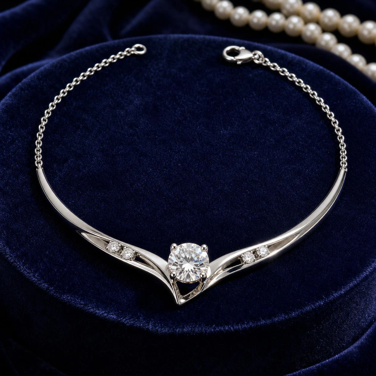 Ombra Sottile, 1.17 ct tw round lab grown diamond necklace in 14K white gold (front view)