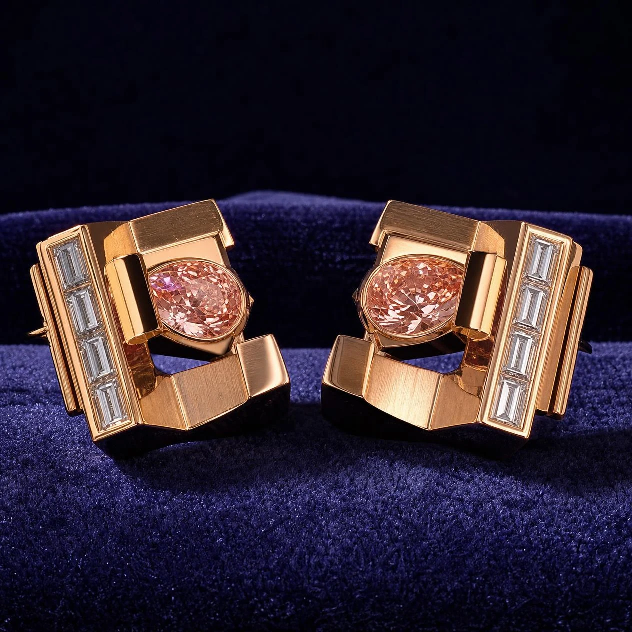 Scoglio Fiero, 2.04 ct tw pear lab grown diamond men’s earrings in rose gold (front view)