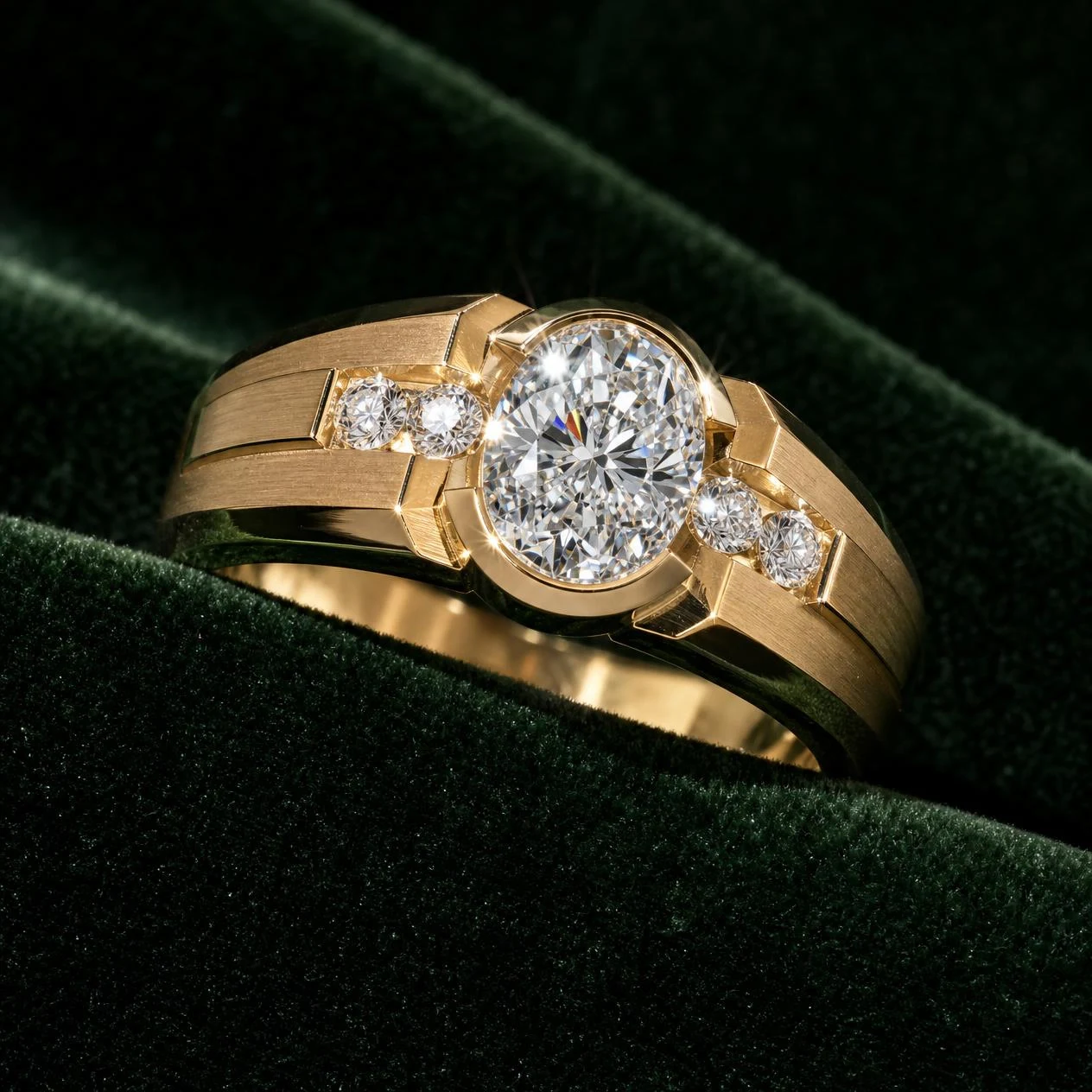 Patrizio di Firenze, 1.01 ct tw oval lab grown diamond men’s ring in 14K yellow gold (front view)