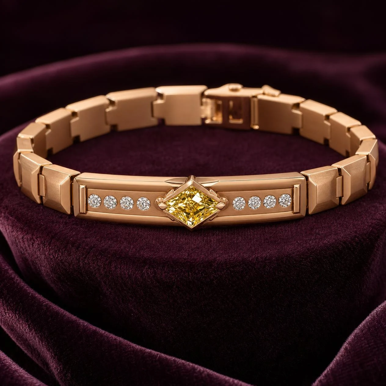 Granito di Venezia, 1.29 ct tw kite lab grown diamond men’s bracelet in rose gold (front view)
