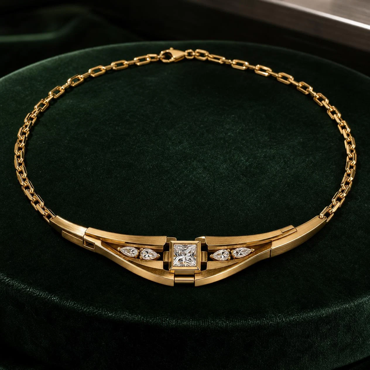 Maestro Tenace, 0.94 ct tw princess lab grown diamond men’s necklace in 14K yellow gold (front view)