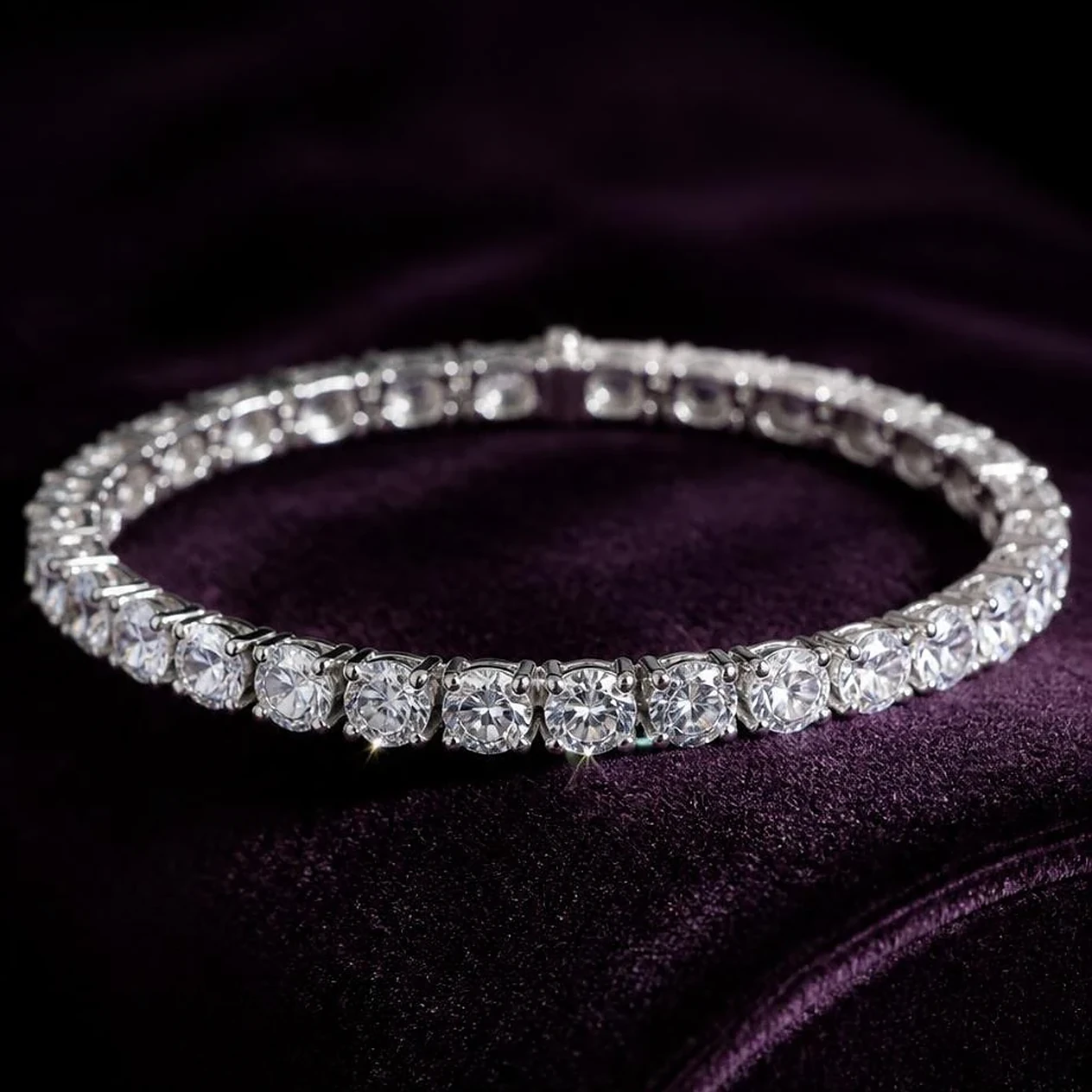 Rosée d'Étoiles, 18 ct round lab grown diamond bracelet in 14K gold (front view)