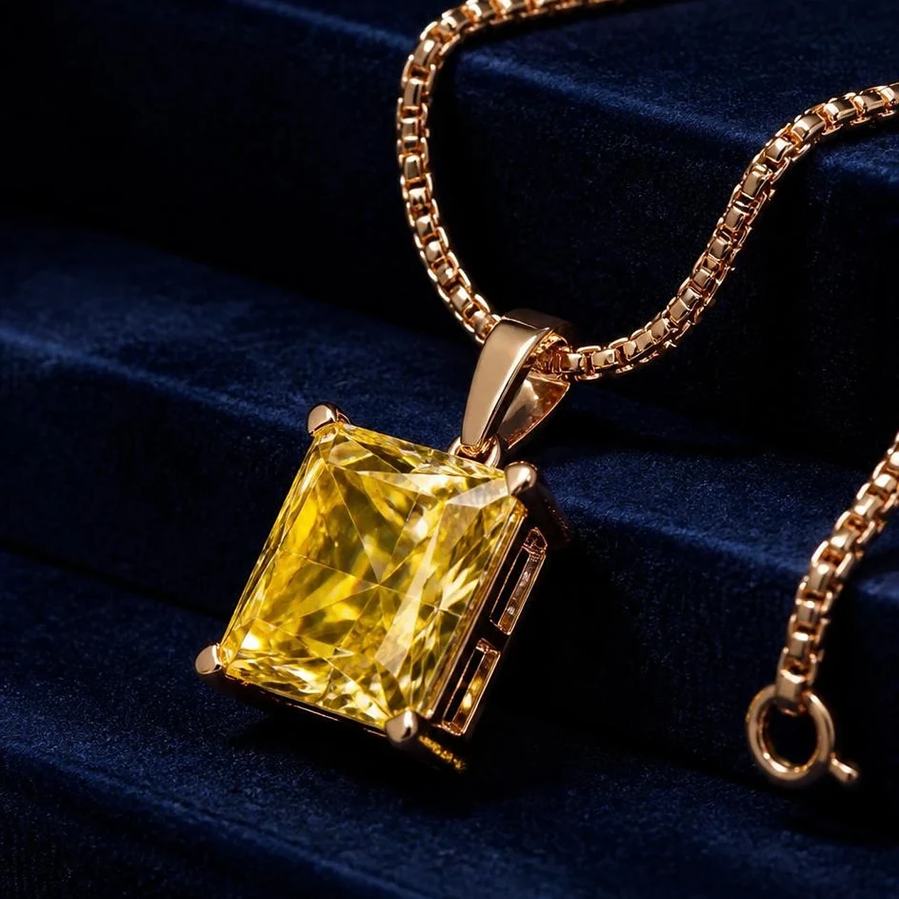 Orchidea Pura, 4.5 ct princess lab grown diamond necklace in 14K rose gold (front view)
