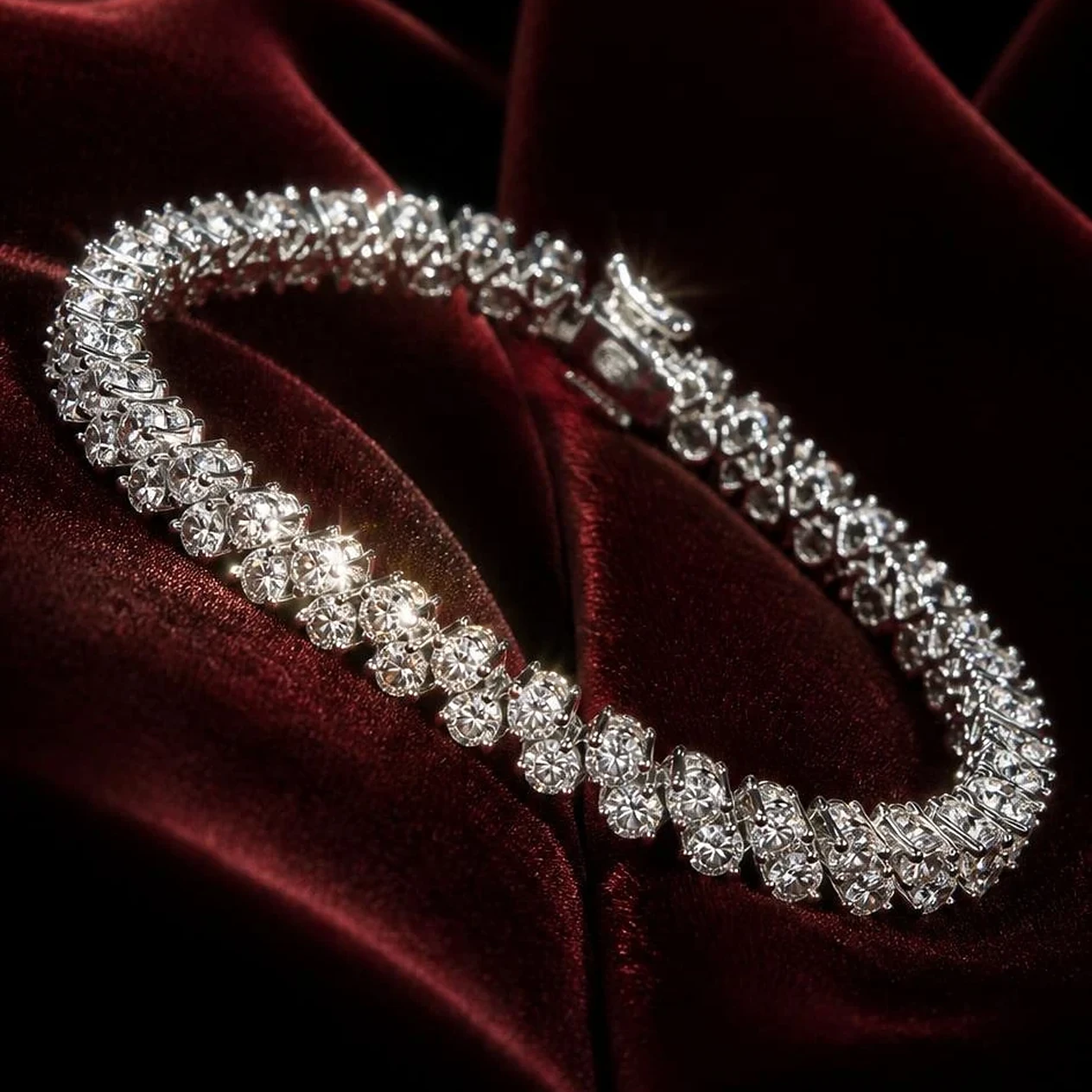 Aube Céleste, 13 ct round lab grown diamond bracelet in 18K white gold (front view)